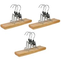 Set van 9x stuks houten broekhangers kledinghangers 24,5 cm - thumbnail