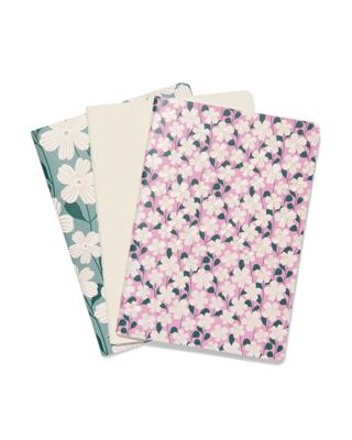 051 Schrift A5 Gelinieerd Bloemen - 3 Stuks (multi)