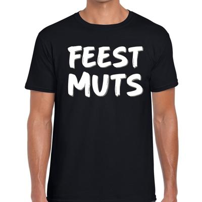 Feestmuts tekst t-shirt - zwart - heren - Foute party kleding - korte mouwen