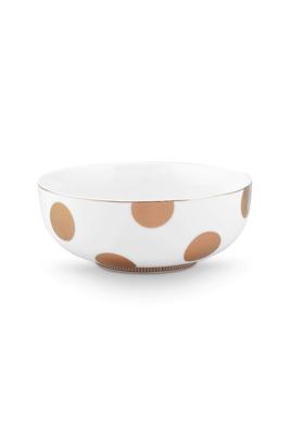 Pip Studio Set/2 Kommen Dot Delight Wit/Goud 15cm