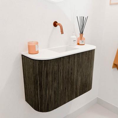 Toiletmeubel Mondiaz Joya | 63.2 cm | Meubelkleur Shadow | Faye wastafel Talc Midden | Zonder kraangat(en) Toiletmeubel Mondiaz Joya | 63.2 cm | Meubelkleur Shadow | Faye wastafel Talc Midden | Zonder kraangat(en)