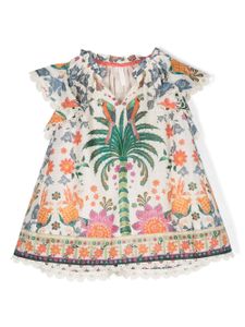 ZIMMERMANN Kids robe Ginger à imprimé tropical - Tons neutres