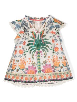 ZIMMERMANN Kids robe Ginger à imprimé tropical - Tons neutres