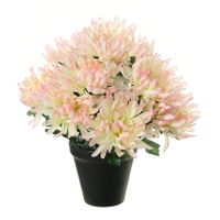 Kunstbloemen plant in pot - roze/wit tinten - 28 cm - Bloemenstuk ornament - thumbnail