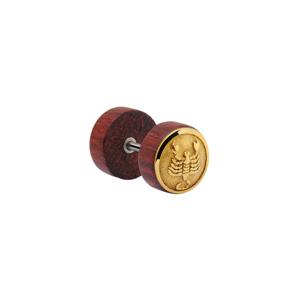 Fake plug met staal accessoire Mahogany/Chirurgisch staal 316L Fake Piercings