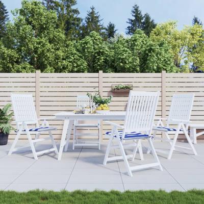VidaXL Tuinstoelkussens 4 st gestreept 40x40x4 cm stof wit en blauw