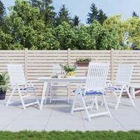 VidaXL Tuinstoelkussens 4 st gestreept 40x40x4 cm stof wit en blauw VidaXL Tuinstoelkussens 4 st gestreept 40x40x4 cm stof wit en blauw