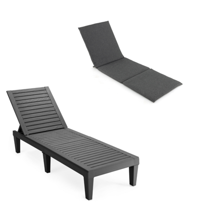 Buiten Ligstoel met Verstelbare Rugleuning en Opvouwbaar Ligstoelkussen Tuinstoel met Ligstoelkussen voor Buiten