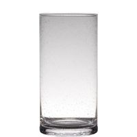 Transparante home-basics cylinder vorm vaas/vazen van bubbel glas 30 x 15 cm   - - thumbnail