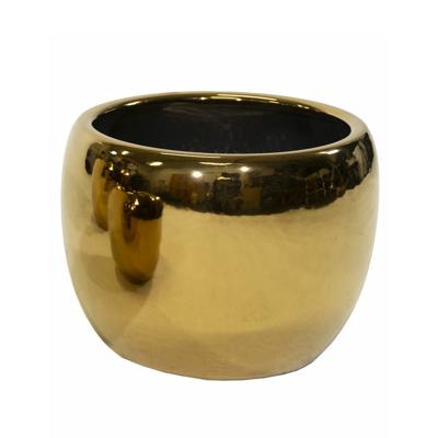 Mega Collections Bloempot Emperor Belly - rond - goud - D28 x H24 cm - glans