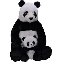 Pluche zwart/witte panda beer met baby knuffel 76 cm speelgoed - thumbnail
