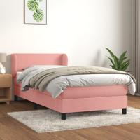 Boxspring met matras fluweel roze 80x200 cm