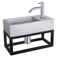 Differnz Ravo fonteinset beton lichtgrijs - kraan gebogen - met handdoekrek - 38.5 x 18.5 x 9 cm - chroom Differnz Ravo fonteinset beton lichtgrijs - kraan gebogen - met handdoekrek - 38.5 x 18.5 x 9 cm - chroom