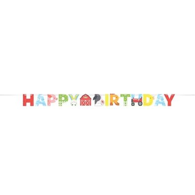 Letterslinger &apos;Happy Birthday&apos; Boerderijdieren (2,5m)