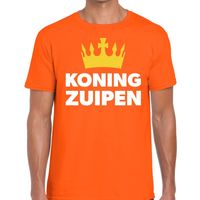 Oranje Koning zuipen t-shirt voor heren - thumbnail