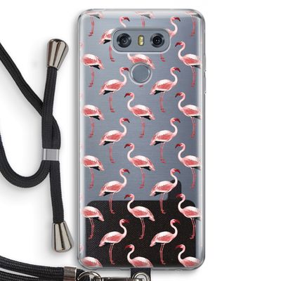 Flamingoprint groen: LG G6 Transparant Hoesje met koord