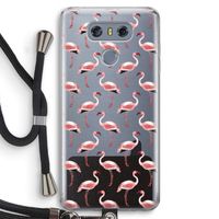 Flamingoprint groen: LG G6 Transparant Hoesje met koord