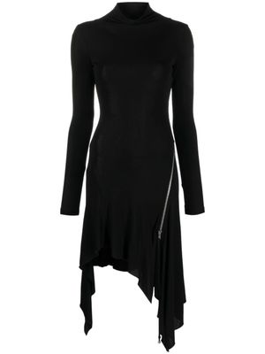 Blumarine robe mi-longue zippée à col montant - Noir