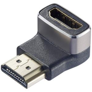 SpeaKa Professional SP-11306836 HDMI Adapter [1x HDMI-stekker - 1x HDMI-bus] Zwart, Zilver UHD 8K @ 60 Hz, UHD 4K @ 120 Hz 90° haaks naar onder