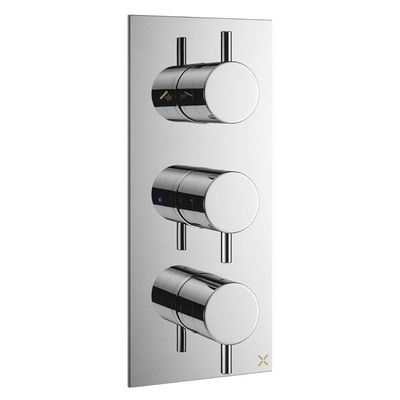 Crosswater MPRO inbouwbadkraan thermostatisch 1 stopkraan 1 omstelknop met afbouwdeel 27.5X12cm chroom sw385423/sw385443