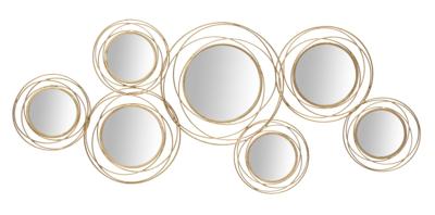 IJZEREN PANEEL MET SPIEGELS GOUD ROND CM 124,5X4X53,5