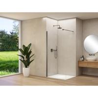Van Rijn Products ST01 vaste wand - 98x200cm - helder glas - - dikte 8mm - stabilisatiestang - muurprofiel - Gunmetal geborsteld ST01500100HEGMM Van Rijn Products ST01 vaste wand - 98x200cm - helder glas - - dikte 8mm - stabilisatiestang - muurprofiel - Gunmetal geborsteld ST01500100HEGMM
