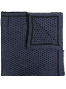 Emporio Armani écharpe frangée à logo imprimé - Bleu