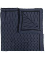 Emporio Armani écharpe frangée à logo imprimé - Bleu