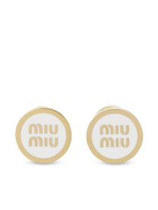 Miu Miu puces d'oreilles à logo embossé - Blanc