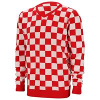 Carnaval verkleed trui Brabant - v-hals - rood/wit geblokt - dames / heren