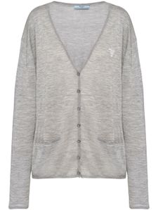 Prada cardigan en cachemire à logo brodé - Gris