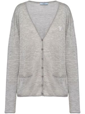 Prada cardigan en cachemire à logo brodé - Gris