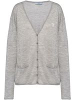 Prada cardigan en cachemire à logo brodé - Gris