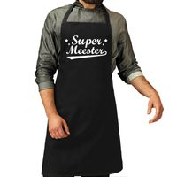 Cadeau schort voor heren - Super meester - zwart - keukenschort - barbecue - dag van de leraar - thumbnail