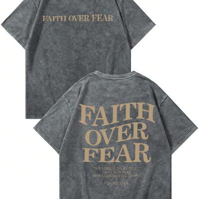 Bon&Bon Men's Letter Print Loose Fit Cotton T-Shirt - Black Dark Grey / M