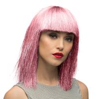 Pruik Lange Bobline Crazy Roze