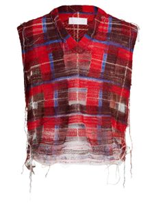 Maison Margiela distressed checked tank top - Rouge