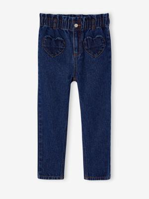 Paperbag jeans meisjes zakken hartjes ongewassen denim