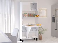 Kast met bureau HOMELA 4 deuren wit/hoogglans wit