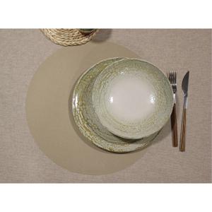 Wicotex Placemats Uni - taupe - rond 38 cm - anti slip laag - Teflon coating toplaag