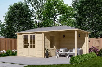 Interflex 3030Z Blokhut 576x300 cm 40 mm vuren groen geïmpregneerd Interflex 3030Z Blokhut 576x300 cm 40 mm vuren groen geïmpregneerd