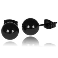 LGT Jewels Stud oorbellen Bol Zwart 8mm - thumbnail