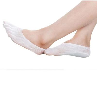 5 paar vrouwelijke sokken vijf teen sok slippers onzichtbaarheid voor effen kleur bemanning sokken (wit)