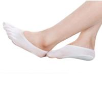 5 paar vrouwelijke sokken vijf teen sok slippers onzichtbaarheid voor effen kleur bemanning sokken (wit)