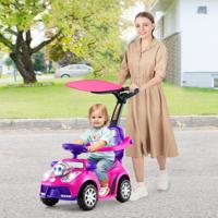 3-in-1 Loopauto met Duwstang Loopvoertuig Duwauto met Opbergruimte Loopauto Roze