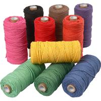Creativ Company Macramé koord, l: 100 m, dikte 2 mm, dikke kwaliteit 12/36, sterke kleuren, 10x225 gr/ 1 doos