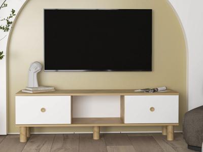 Tv-meubel NOPOLY 2 deuren wit/saphire eik