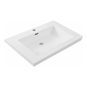Wiesbaden Vision wastafelblad 60x46x5.5 cm 1 kraangat mineraalmarmer wit