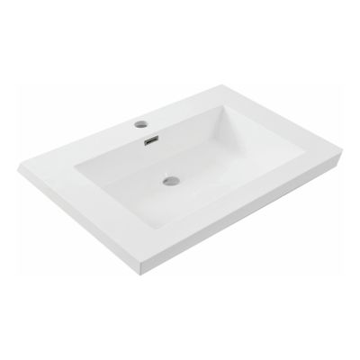 Wiesbaden Vision wastafelblad 60x46x5.5 cm 1 kraangat mineraalmarmer wit