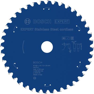 Bosch Accessoires EXPERT Stainless Steel cordless Cirkelzaagblad | 160 x 1,6/1,3 x 20 mm | T40 - 2608902135